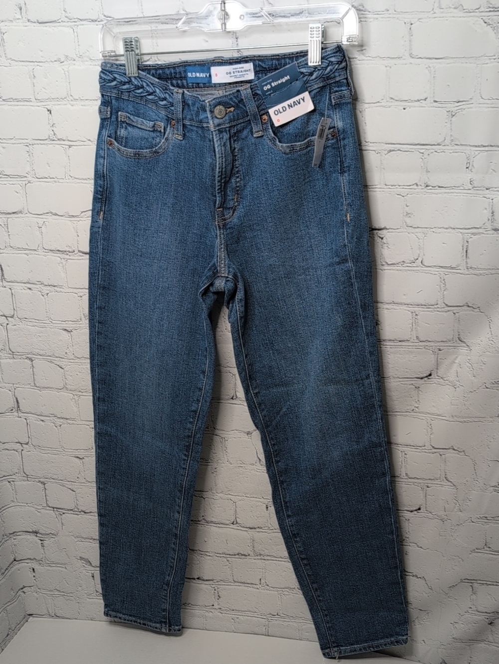 New Old Navy Og Straight High Rise Ankle Jeans With Braided Waist